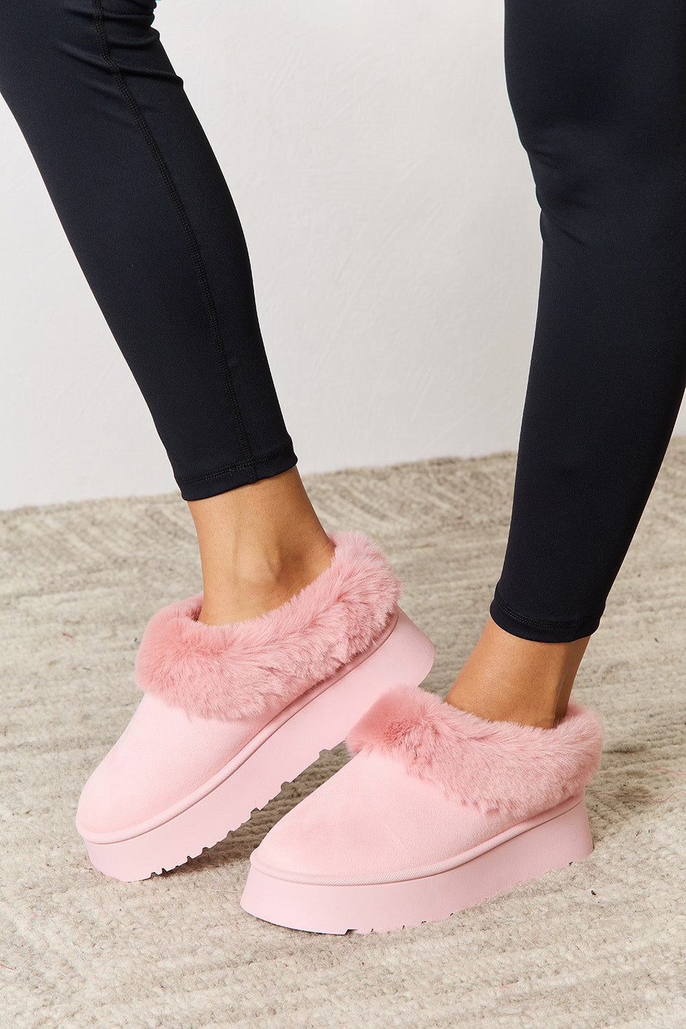 Legend Footwear Furry Chunky Platform Ankle Boots