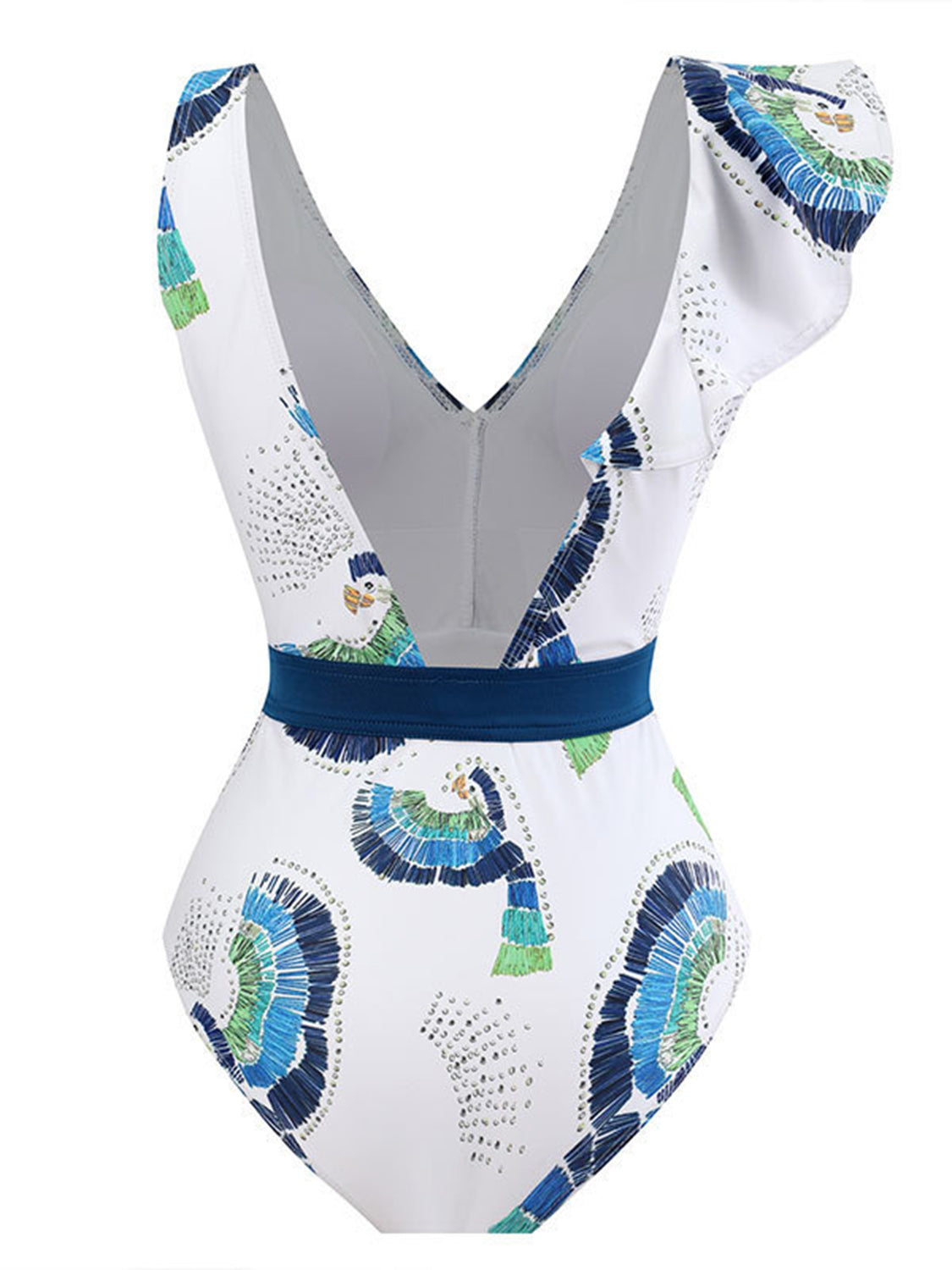 Tied Printed V-Neck Sleeveless One-Piece Swimwear